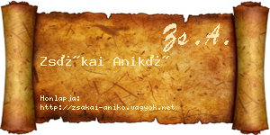 Zsákai Anikó névjegykártya